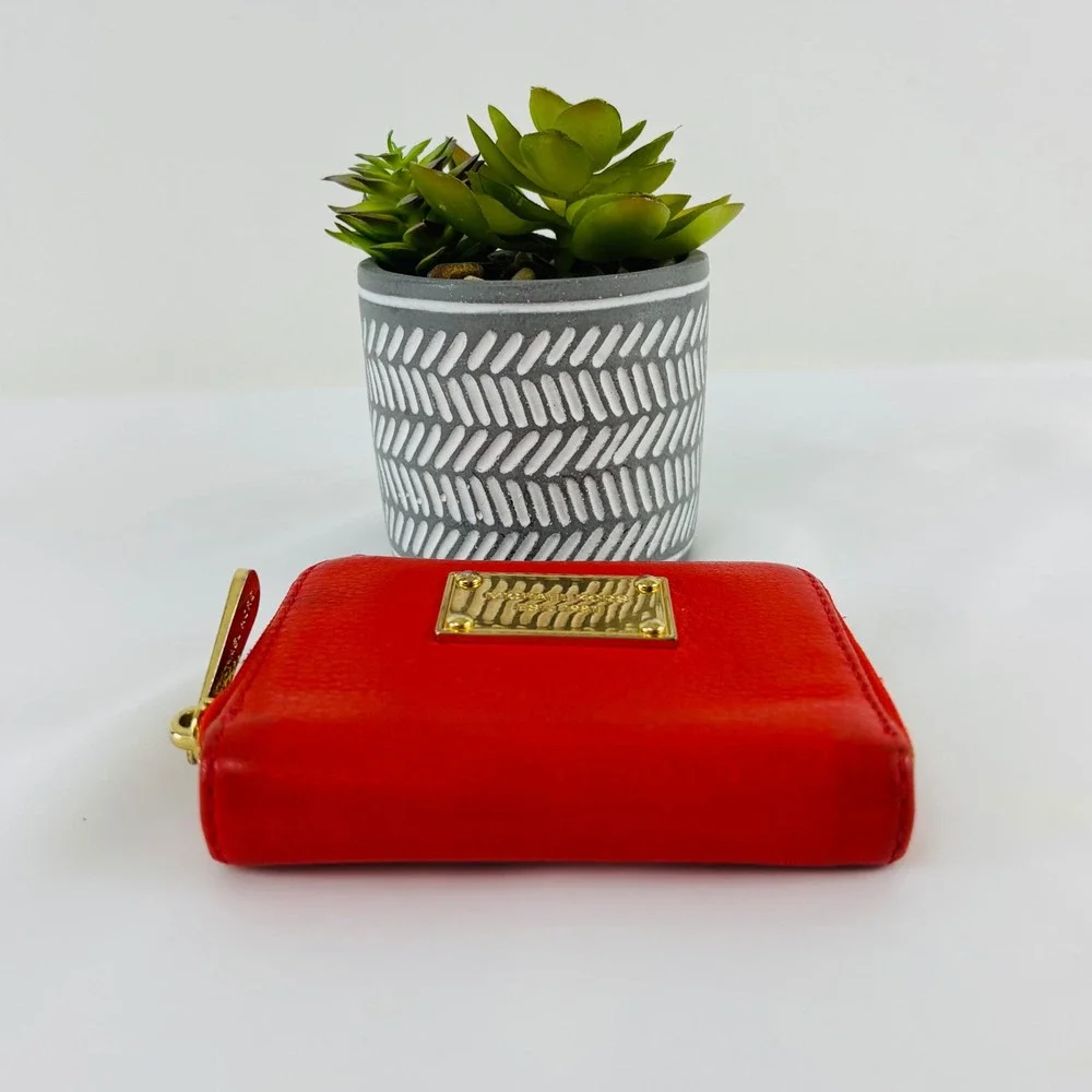 Michael Kors‎ Bifold Zip Around Wallet Coin Pocket Orange Pebble Leather